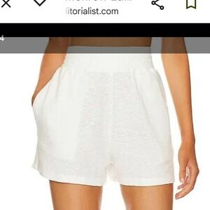 Monrow Easy Shorts Women's High‎ Waist Pull On Cream Ivory Shorts